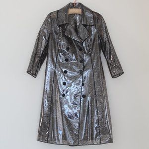 Plastic /black lace  raincoat S vintage